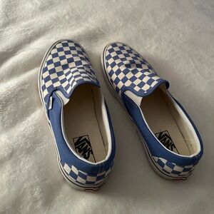 Vans Classic Blue and White Checkered Slip-Ons